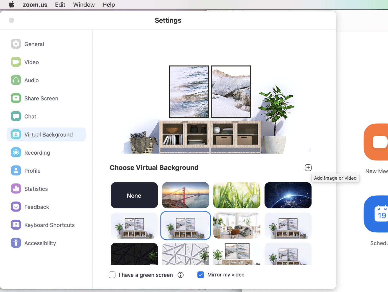 how to put background on zoom call