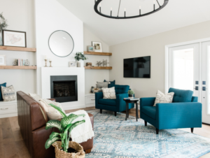 custom designer showroom furnishings unique chairs color teal relaxing family room