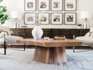 family friendly rug grey wood hexagonal coffee table