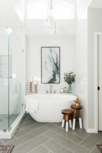 bathroom renovation tub shower stools globe pendant art decor