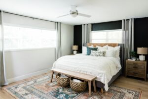 master bedroom fresh relaxing organic rug woven headboard