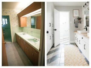 before and after no moving plumbing transformation kids bathroom san antonio tx