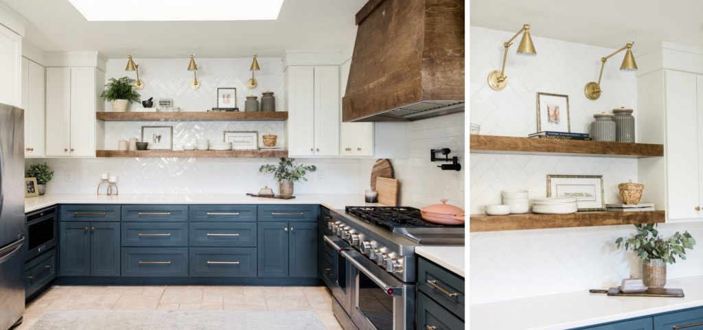 california-casual-kitchen-design-fresh-white-dark-blue-cabinets-wood-shelves-styleberry-creative-san-antonio