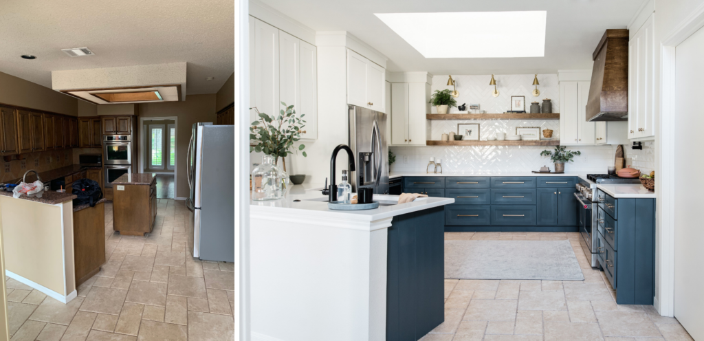 kitchen-renovation-san-antonio-tx-cali-style-relaxed-white-dark-blue cabinets-brass-styleberry-creative