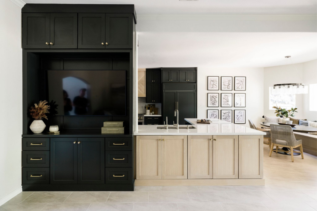 custom built-in entertainment center living room for tv black cabinets fresh modern home satx