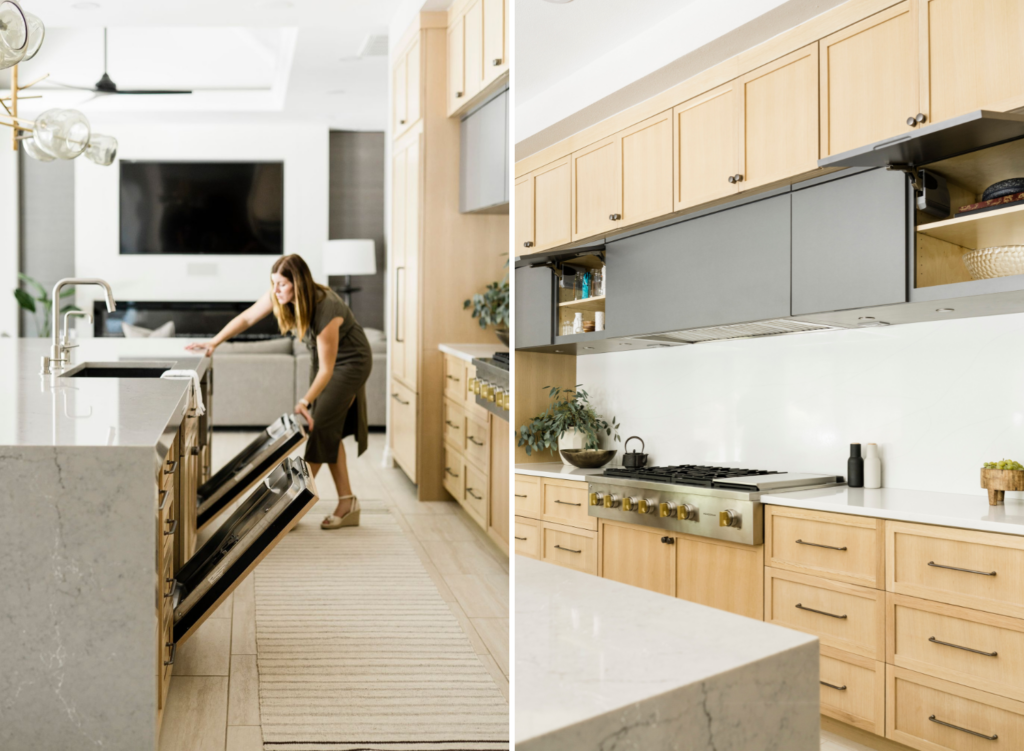 relaxed modern coastal kitchen gray counters white oak custom cabinets