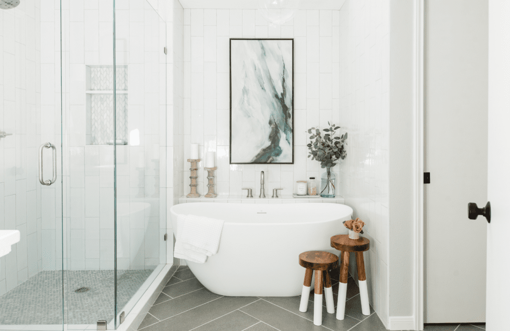 styleberry-creative-interiors-claremont-tx-top-renovation-regrets-primary-bathroom-remodel-soaking-tub-next-to-glass-shower-soothing-color-palette-light-bright