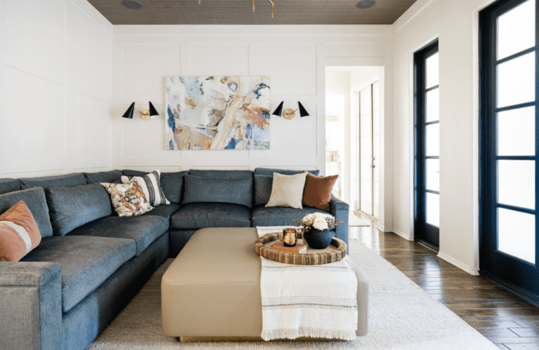 Living Room Ideas with Black Sectional — 5 Inspirations - Textured Apartment Renovation For Sectional Title