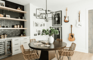 styleberry-creative-interiors-claremont-tx-reasons-we-might-not-be-the-right-design-team-for-you-eat-in-kitchen-nook-table-next-to-built-in-bar-music-inspired-bright