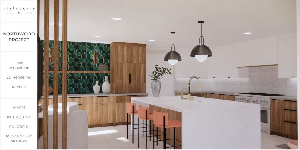 styleberry-creative-interiors-hillsedge-tx-projects-in-progress-mid-century-modern-inspired-kitchen-light-bright-emerald-tile-backsplash-natural-wood-cabinets-remodel