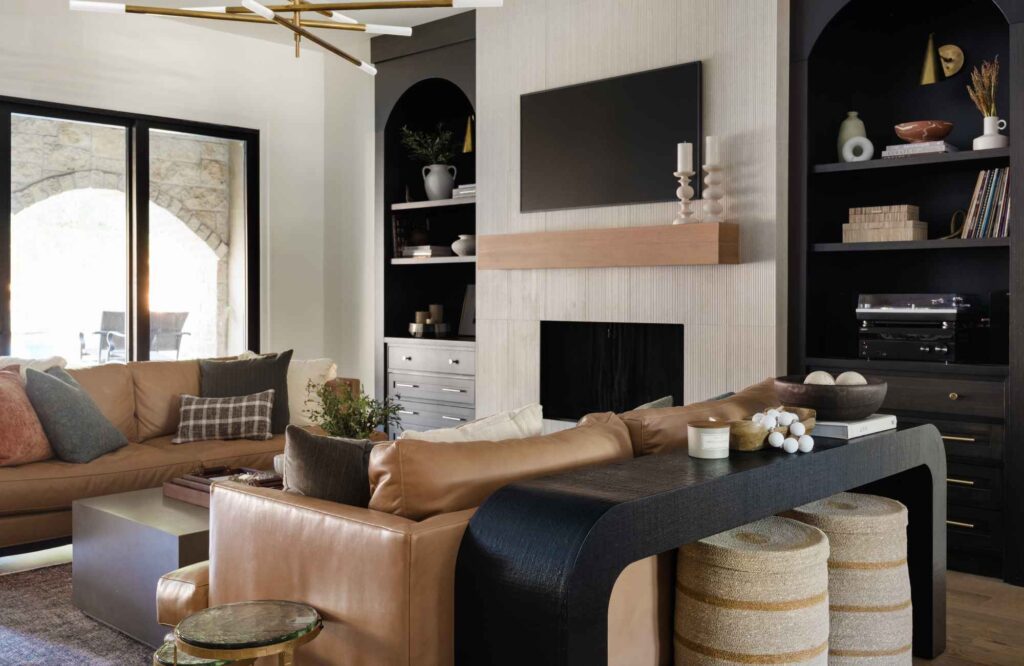 interior-designer-waterford-tx-new-design-consultation-services-high-contrast-living-room-custom-arched-cabinets-curves-modern